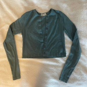 Urban Outfitters Teal Cropped Cardigan ECU Size S
